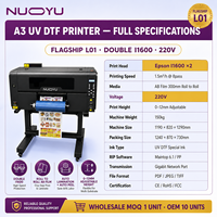 Impresora UV DTF A3 de doble cabezal I1600, máquina de pegatinas de película AB rollo a rollo, venta al por mayor OEM CE