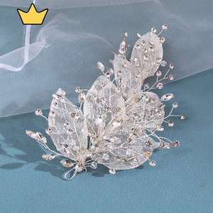 Nouvelle arrivée Organza fleur couture décoratif <span class=keywords><strong>métallique</strong></span> Appliques pour bandeau <span class=keywords><strong>de</strong></span> cheveux robe <span class=keywords><strong>de</strong></span> mariée WHD-104 - Product Image 1