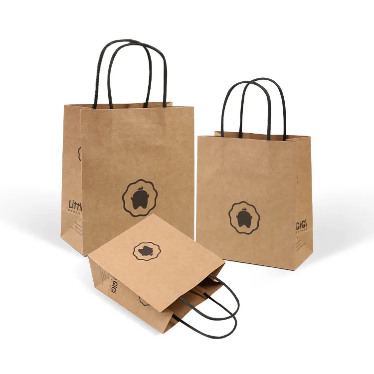 Good Quality Eco Friendly Custom Gift Kraft Shopping Paper Bags With Twisted Paper Handle