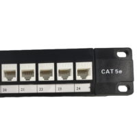 CAT5E 24 Port 19 Inch 1U RJ45 UTP Modular Patch Panel dengan 24 Buah Jack Keystone CAT5e untuk Sistem Kabel Jaringan
