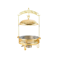 Ensemble de réchauds de buffet de luxe en acier inoxydable doré 4,5L/6L/8L avec couvercle suspendu