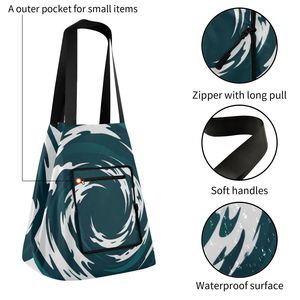 Printed Tote Bag Large Capacity Shoulder Shopper Bag with Zipper Pocket for Grocery Travel Daily Use - Product Image 3
