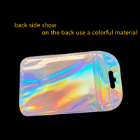 Bolsa de maquillaje holográfica, cierre de cremallera reutilizable, iridiscente, color arcoíris, rosa, personalizado, precio de fábrica