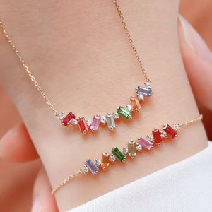 Xinfly 18K Gold and Colorful Sapphire Fine Jewelry <b>Set</b> Fashionable Necklace and <b>Bracelet</b> for Ladies' Party Outfit - Product Image 1