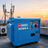 Générateur diesel silencieux portable 7 kW Yuchai YC7GFS-3, groupe électrogène insonorisé avec roues robustes pour un déplacement facile, 230 V