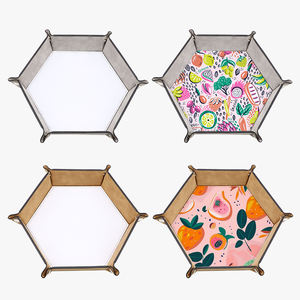 Organisateur <span class=keywords><strong>de</strong></span> rangement hexagonal en cuir PU personnalisé en gros Plateau <span class=keywords><strong>de</strong></span> sublimation pliable pour cadeaux <span class=keywords><strong>de</strong></span> bienvenue - Product Image 6