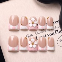 Faux ongles à presser en acrylique faits main, courbés 3D, style bec de canard français, couvrance totale, PMMA, vente en gros fabricant, 10 pièces