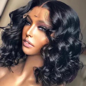 Loose Body Short Wigs Human Hair Lace Front for Women With Baby Hair Body 4x4 Closure Short Bob Wig Hd Transparent Full Lace Wig