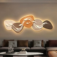 Nouveauté Design Poisson Avec Horloge Lumière Led Peinture Acrylique Impression Uv Idées de Salon Lampe Murale Art Mural Lumineux