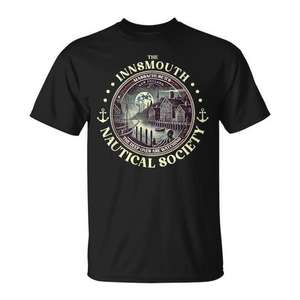 Camiseta The Innsmouth Nautical Society, camiseta gráfica negra para hombre, tema de terror Lovecraft - Product Image 1