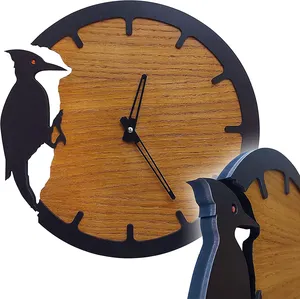 นาฬิกาไม้หัวขวานติดผนังดีไซน์ศิลปะสมัยใหม่ของตกแต่งบ้านนาฬิกาติดผนังแบบกำหนดเอง