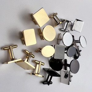 Fabricant Fournisseur – Ensemble de boutons de manchette en acier inoxydable personnalisables avec logo vierge pour hommes, pinces à cravate et boutons de manchette en métal de forme personnalisée - Product Image 2