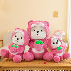 Peluche Ours Transfiguré en Poupée, Rembourrée en Coton PP, Super Douce, Grande Coussin Fraise, Cadeau d'Anniversaire pour Bébé et Enfants - Product Image 1