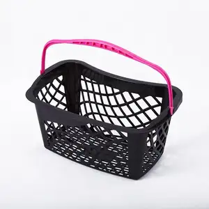 Big Flat Bottom Supermarket Shopping Basket Large PP Plastic Custom Handle Shopping Baskets
