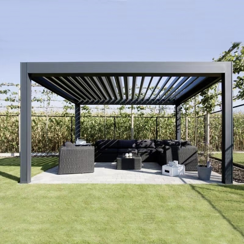 Luxury Waterproof Aluminum Pergola Gazebo Bioclimatica Roof Top Sunshade Louvers Outdoor Metal Frame Pergola