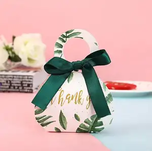 Kleine Groene Handtas Vorm Chocolade Snoep Doos Verpakking Geschenkpapier Dozen Pakketten Voor Bruiloft Verjaardag Baby Shower Feestjes