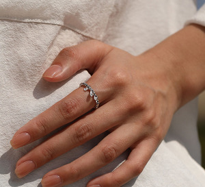 Anillo Colgante con Cuentas Facetadas en Forma de Lágrima, Plata de Ley S925, Anillo Elástico Apilable para Mujer, Decoración Diaria, Joyería de Moda para el Dedo, Regalo - Product Image 2