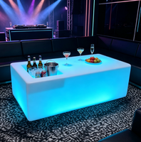 Table de fête en plastique PE avec LED RGB, seau à glace intégré, table de bar extérieure, mobilier de bar, mobilier d'extérieur pour bar, club, événements, fête