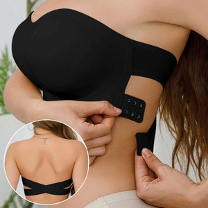 <span class=keywords><strong>Reggiseno</strong></span> Invisibile da Donna Imbottito, Senza Spalline, con Chiusura Laterale e <span class=keywords><strong>Ganci</strong></span> Regolabili, Top a Fascia con Spalline Incrociate sul Retro - Product Image 1