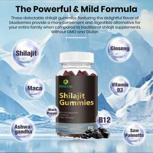 Gummies véganes de Shilajit de l'Himalaya de qualité supérieure, 600 mg de Shilajit pur par gomme avec 60 % d'acide fulvique |   Énergie naturelle et soutien cognitif - Product Image 3