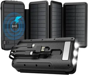 L3s4w 20000mAh năng lượng mặt trời bên ngoài pin sạc 4 tấm 438000mAh không thấm nước Micro USB không dây incarcare cu 4 cabluri BATERIE - Product Image 1