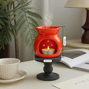 Rose Ceramic Fragrance Oil Diffuser <b>Gift</b> <b>Set</b> with Tealight <b>Candle</b> OEM Aromatherapy Home Decor and Scent Collection - Product Image 3