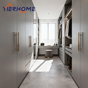 Armarios Empotrados Modernos de Madera Gris, Ajustables y Extensibles, para Dormitorio de Villa - Product Image 1