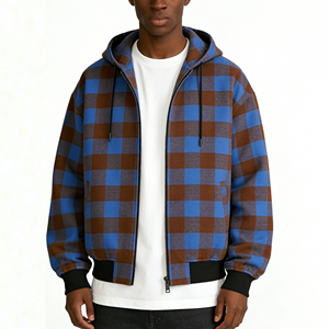 Sudadera con Capucha de Diseñador de Alta Calidad, Patrón a Cuadros Personalizado, Sudadera Reversible con Cierre, Hombros Caídos, Sudadera Extra Grande <span class=keywords><strong>para</strong></span> Hombre - Product Image 1