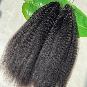 Wholesale Kinky Straight Super Shiny <b>Feathers</b> <b>Hair</b> Cuticle Aligned Natural Unprocessed Human <b>Hair</b> Bundles <b>Extensions</b> - Product Image 1