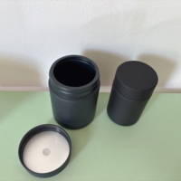 Pot en plastique HDPE noir cylindrique de 6 oz et 8 oz, à toucher doux, hermétique, de qualité alimentaire, pour protéines en poudre, avec cuillère doseuse et couvercle anti-fuite