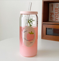 Mug de voyage en verre borosilicate durable de 500 ml avec un joli design de paille, portable et réutilisable pour le lait, le café, le thé