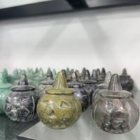 Figurine Citrouille Sorcière en Pierre Naturelle Brute, Mini Statue d'Halloween en Pierres Précieuses Mixtes, Pierre de Guérison Feng Shui pour Bureau - Vente en Gros