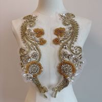 Aplikasi Bordir Kristal Kaca 3D Bunga Ramah Lingkungan Buatan Tangan untuk Gaun, Hiasan Pakaian dengan Rhinestone Hot-Fix