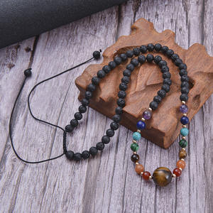 Collar de cristal de <span class=keywords><strong>7</strong></span> Chakras con cuentas largas, collar de piedra de Lava, piedra de ojo de tigre curativa - Product Image 6