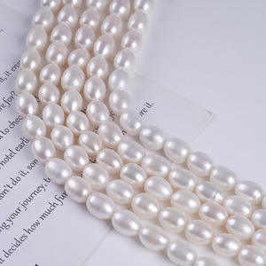 Zhuji Natural <b>Freshwater</b> 9-10mm White Rice Shaped <b>Pearl</b> String Strong Light for DIY Necklace <b>Bracelet</b> Material Loose <b>Pearls</b> - Product Image 5