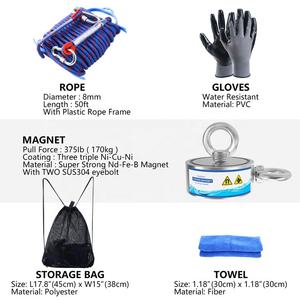 Kit de <span class=keywords><strong>pêche</strong></span> en néodyme Double face 1225lb, bloc magnétique avec fermoir <span class=keywords><strong>à</strong></span> crochet et corde de 98 pieds, Super robuste - Product Image 5