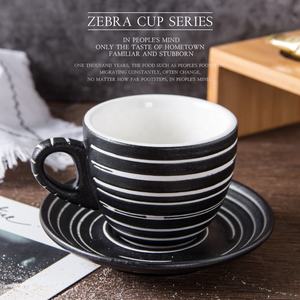 गर्म बेच कॉफी कप चम्मच के साथ सेट 4 आकार के साथ ज़ेबरा धारी शीशे का आवरण सिरेमिक मग के साथ पकवान चीनी मिट्टी के बरतन चाय कप संभालती - Product Image 2
