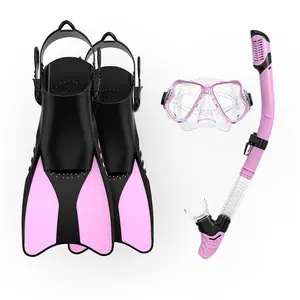Professional Large Frame Adult Diving Mask Full Dry Scuba Snorkel Set With Short Diving Flipper