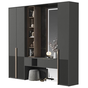 PA Custom Made Solid Wood Complete Bedroom Wall 3 Door <strong>Corner</strong> <strong>Wardrobe</strong> Design with Mirror Dressing Table - Product Image 2