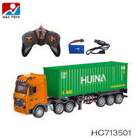 Camion de transport de conteneurs en plastique série lourde 1:48 à 4 canaux avec télécommande 27 MHz et éclairage
