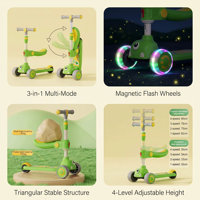 Jouets de sports de plein air pliable bambin enfants enfants trottinette avec siège amovible éclairer LED PU 3 roues Scooter pour les enfants