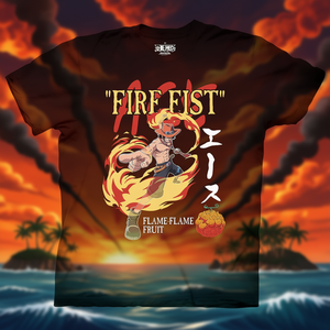 T-Shirt One Piece Fire Fist Ace per Adulti, Stampa Serigrafica a Colori Limitati, Vestibilità Regolare, in Jersey di Cotone, Manica Corta, Casual, Collo Tondo - Product Image 2