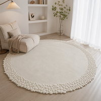 Tapis rond de luxe fait main en laine de Nouvelle-Zélande et soie de bambou, tapis moderne sur mesure fait main pour villa, hôtel, salon