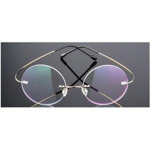 Lunettes de myopie, ultra-légères, à mémoire de forme, titane, sans bords, rondes, verres optiques, pour hommes et femmes - Product Image 4