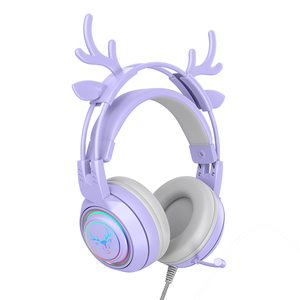 Audífonos HiFi con Diseño de Cuernos y Micrófono para PS5, Auriculares Gamer para Chicas, RGB Negro Rosa, Casco para PC, Laptop, Teléfono, PS4 - Product Image 1