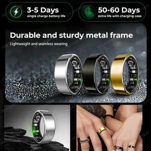 Anillo Inteligente R5 para Hombre y Mujer con Estuche de Carga, Monitor de Frecuencia Cardíaca, Oxígeno en Sangre, Temperatura de la Piel, Resistente al Agua 5ATM para Android IOS - Product Image 2