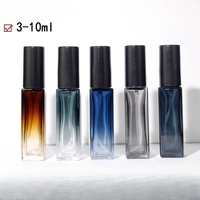 Bouteille de parfum carrée ambre dégradé de 10ml avec pompe 100 pièces commande minimale récipient de parfum de brouillard de pulvérisation en verre