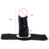 Sangle de jambe réglable en sangle noire/silicone pour bondage pénien lesbien avec attaches auto-agrippantes