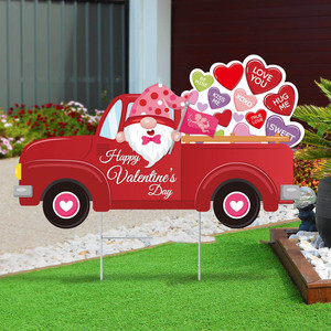 Insegne da Giardino Personalizzate in PP con Pali a H, Design con Gnomi e <span class=keywords><strong>Cuore</strong></span> di Cupido, Materiale PP, Dimensioni e Colori Personalizzabili - Product Image 5