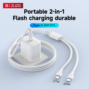ZUZG 60W Type-C สาย <span class=keywords><strong>USB</strong></span> 2-in-1 PD ชาร์จเร็วพร้อมสายเคเบิลข้อมูล TPE สำหรับแอปเปิ้ลซีรีส์ 15-17/แล็ปท็อปซัมซุง ออปโป้ วีโว่ เสี่ยวมี่ - Product Image 3
